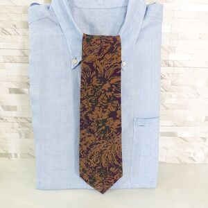 Yukiko Hanai Neck Tie Mens Brown Purple Floral Silk Japanese Nature Luxury Boho